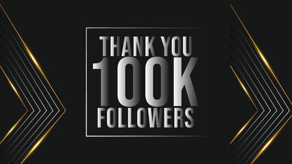 Thank you design Greeting card template for social networks followers, subscribers, like. 100000 followers. 100k followers celebration
