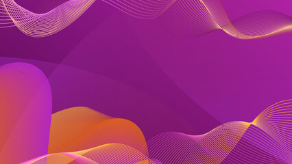 Abstract composition purple and orange gradient background with wave and curve