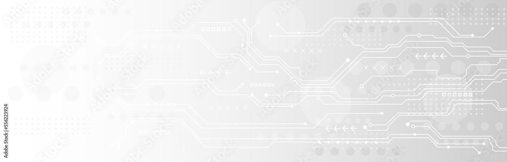 Wall mural abstract white background image advanced circuit board technology concept