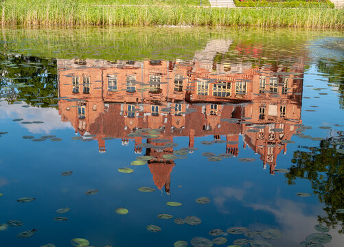 Jaunmokas Manor reflection on water.