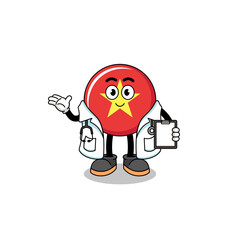 Cartoon mascot of vietnam flag doctor