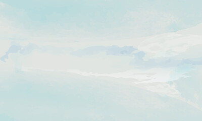 Watercolor vector background. Smooth transition of spots and streaks, imitation of an overcast sky, soft pastel turquoise color.