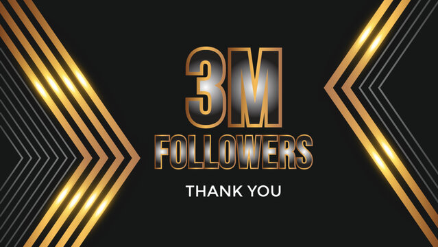 Thank you 3m followers congratulation template banner. 3m followers celebration
