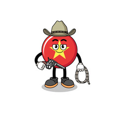 Character mascot of vietnam flag as a cowboy