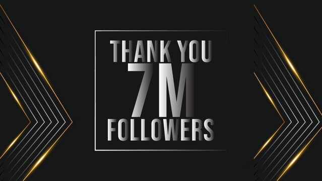 Thank you design Greeting card template for social networks followers, subscribers, like. 7m followers. 7m followers celebration
