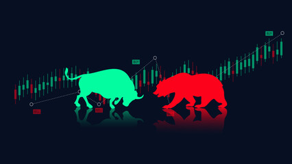 Bearish and Bullish Market, Dashboard graph of forex statistics, business and financial analytics, profit and cost rate, vector illustration