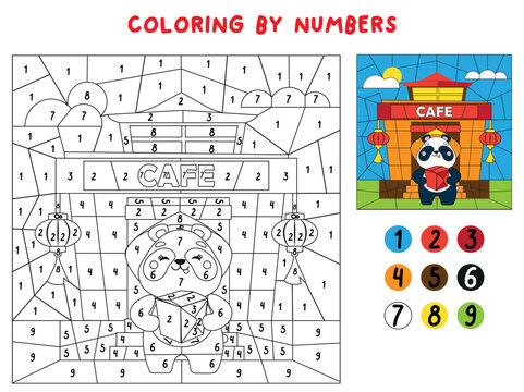 Mini game for children. coloring by numbers. Education for preschoolers