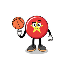 vietnam flag illustration as a basketball player