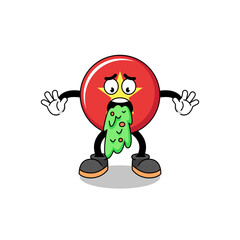 vietnam flag mascot cartoon vomiting