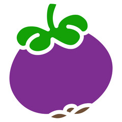 Mangosteen Tropical Fruit Icon Logo. Vegetable and Fruit Symbol