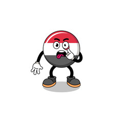 Character Illustration of yemen flag with tongue sticking out