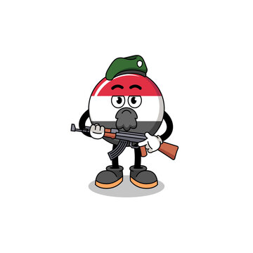 recommend clip art: Character cartoon of yemen flag as a special force