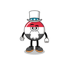 Illustration of yemen flag cartoon with i want you gesture