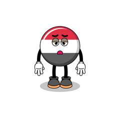 yemen flag cartoon with fatigue gesture