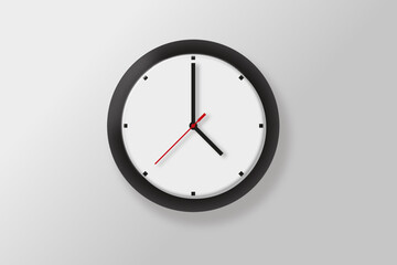 White and black wall office clock . Design template wall clock closeup in vector.