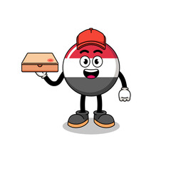 Obraz premium yemen flag illustration as a pizza deliveryman