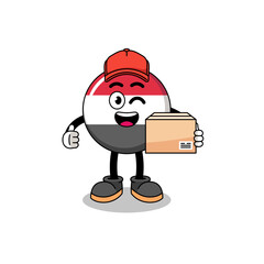 yemen flag mascot cartoon as an courier