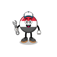 yemen flag illustration cartoon as a mechanic