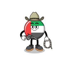Character mascot of UAE flag as a cowboy
