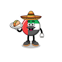 Character cartoon of UAE flag as a mexican chef