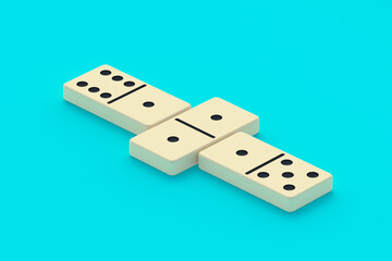 Domino tiles. Board game. 3d render