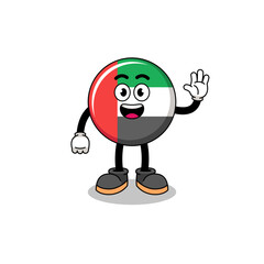 UAE flag cartoon doing wave hand gesture