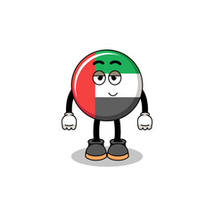 UAE flag cartoon couple with shy pose