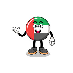 UAE flag cartoon with welcome pose