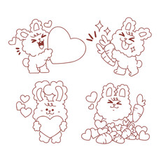 fluffy bunny and fresh carrot sticker set coloring book illustration digital element