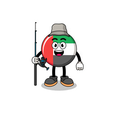 Mascot Illustration of UAE flag fisherman