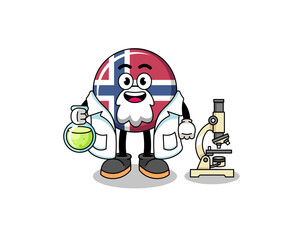 Mascot of norway flag as a scientist