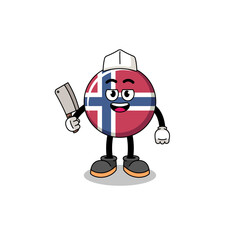 Mascot of norway flag as a butcher