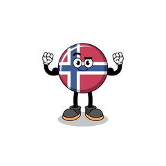 Mascot cartoon of norway flag posing with muscle