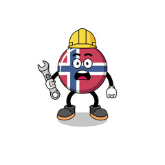 Character Illustration of norway flag with 404 error