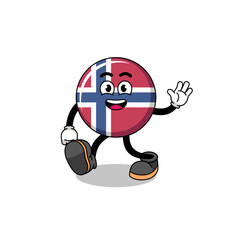 norway flag cartoon walking