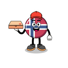 norway flag illustration as a pizza deliveryman