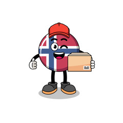 norway flag mascot cartoon as an courier