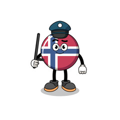 Cartoon Illustration of norway flag police
