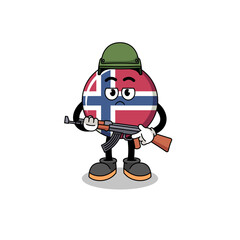 Cartoon of norway flag soldier