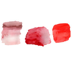 Red watercolor hand painting texture ,stains ,splash, spot, drops design elements.