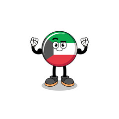 Mascot cartoon of kuwait flag posing with muscle