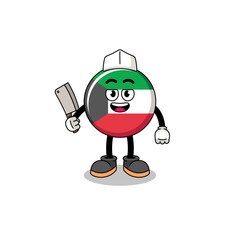 Mascot of kuwait flag as a butcher