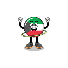 Character Illustration of kuwait flag playing hula hoop