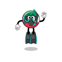 Character cartoon of kuwait flag as a diver