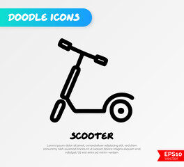 Scooter doodle icon. Eco-friendle transport. Vector illustration.