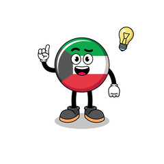 kuwait flag cartoon with get an idea pose