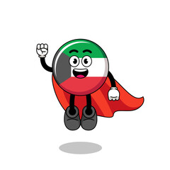 kuwait flag cartoon with flying superhero