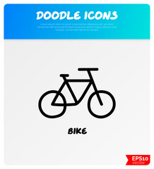 Bicycle doodle icon. Eco-friendly transport. Vector illustration.