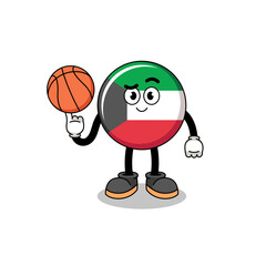 kuwait flag illustration as a basketball player