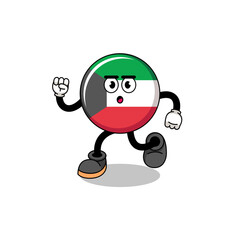 running kuwait flag mascot illustration